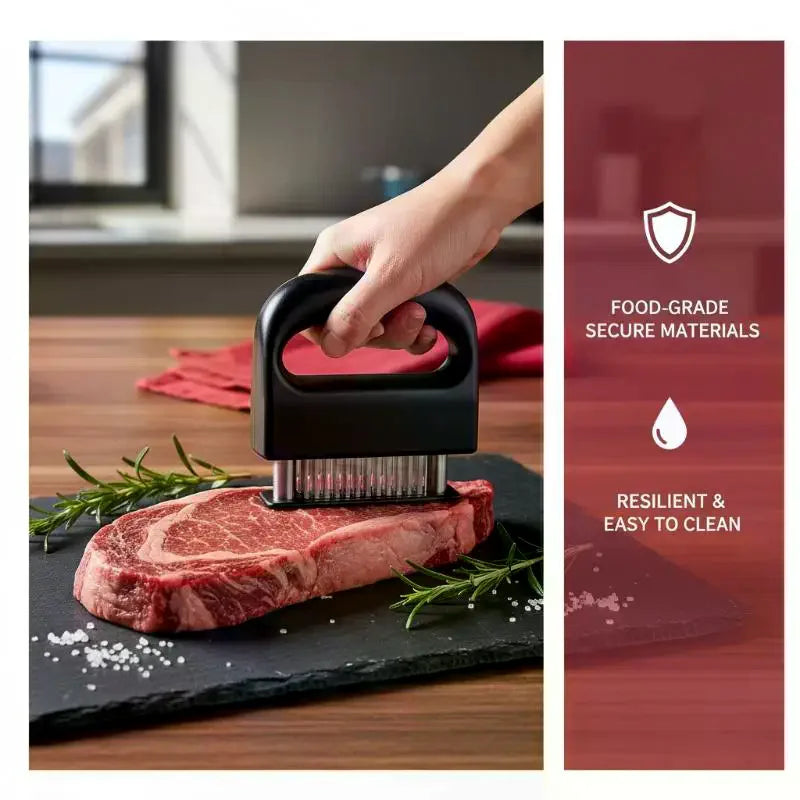 Stainless Steel Meat Tenderizer 48 Needles Beef Steak Breaker Hammer Kitchen Cooking Tool BBQ Grilling Marinade Accessories Qme