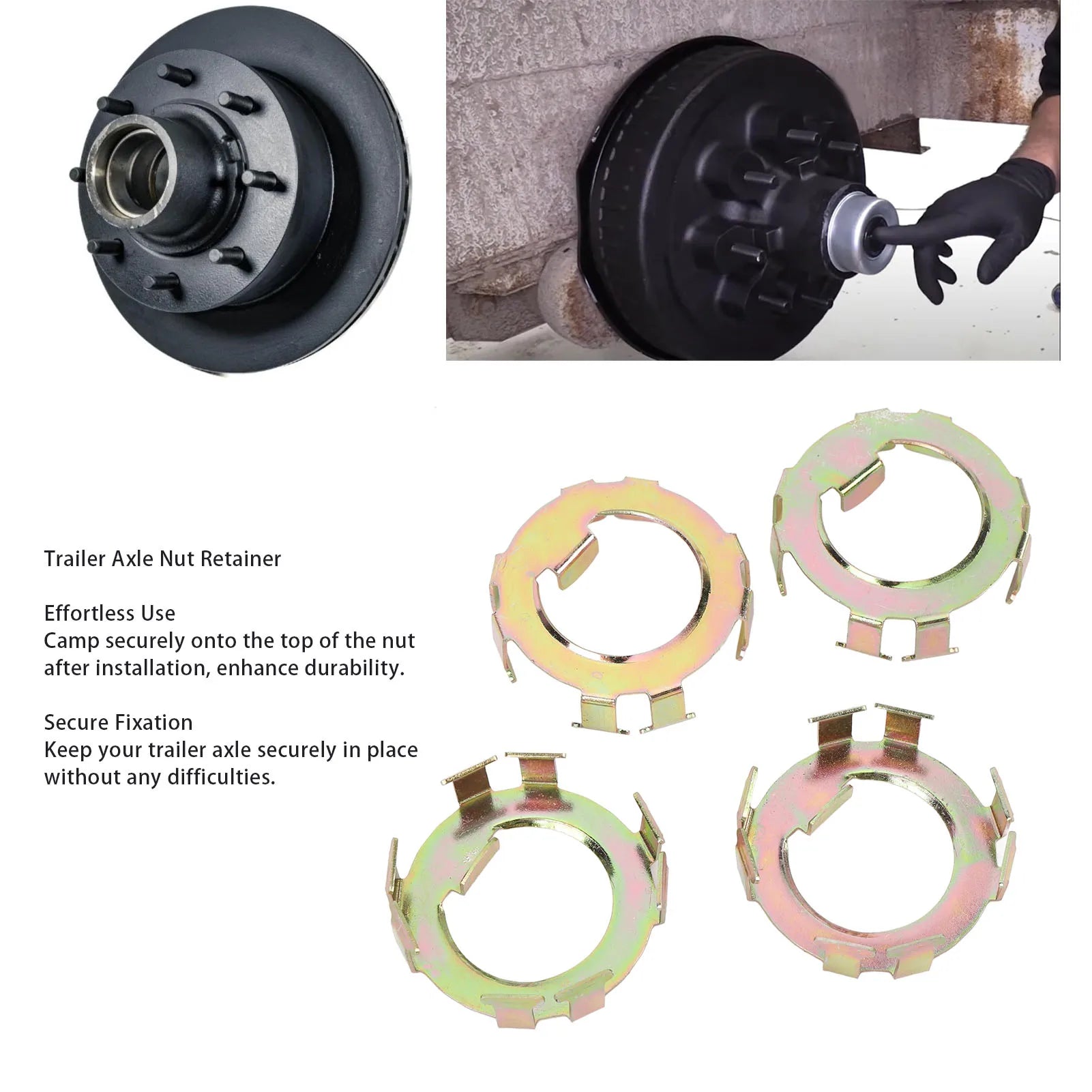 4Pcs Trailer Spindle Nut Retainer Metal Secure Fixation Wheel Spindle Nut Retainer Replacement for EZ-Lube Jam Nut Qme