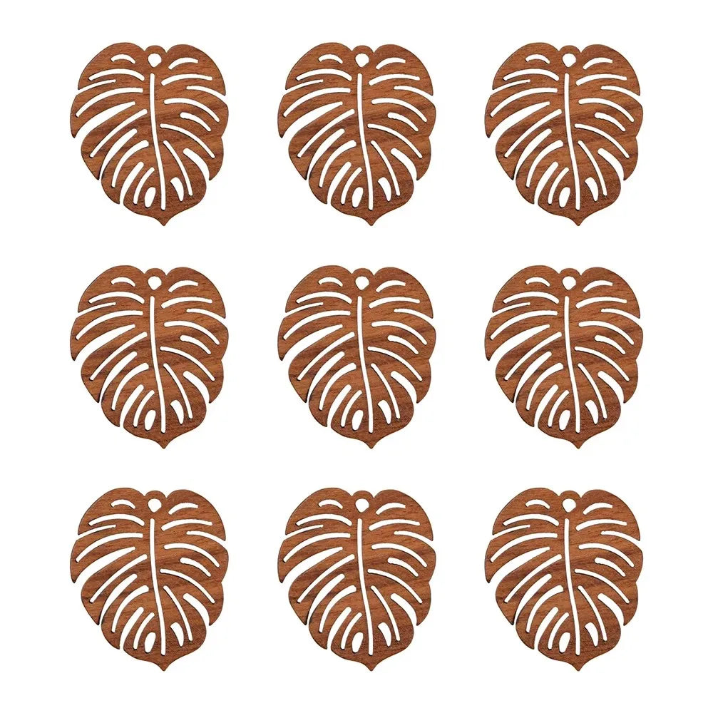 20Pcs Vintage Natural Wood Charms Flat Round Teardrop Saddle Brown Wooden Pendants Bulk for Women Jewelry Earrings Making Qme 32x27x2mm