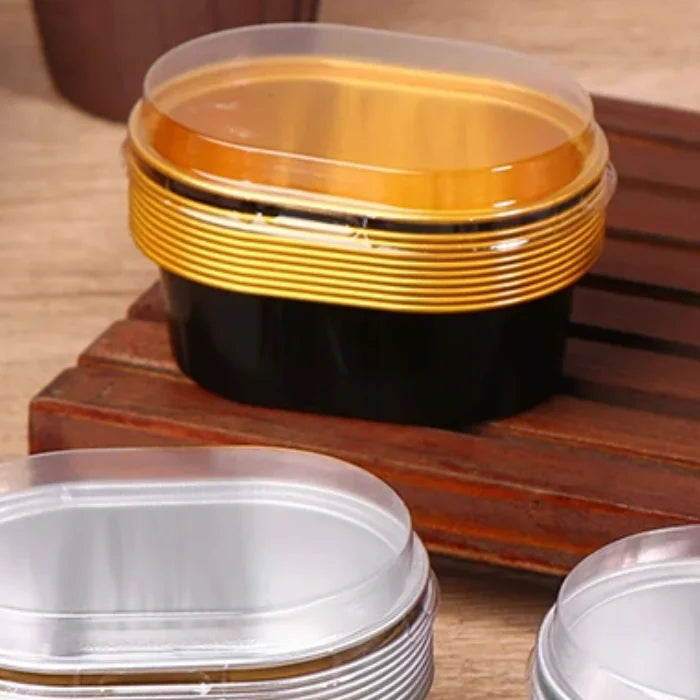 Aluminum Foil Cupcake Cups Lids Non-stick Baking Oval Pudding Dessert Qme