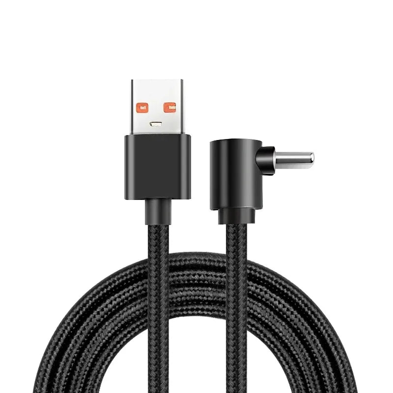 90 Degrees Braid 0.25m/0.5m/1m/2m Quick Charger Elbow USB A to Type C Cord PD Cable For iPhone Samsung Xiaomi Charging Cord Wire Qme Black 0.5m