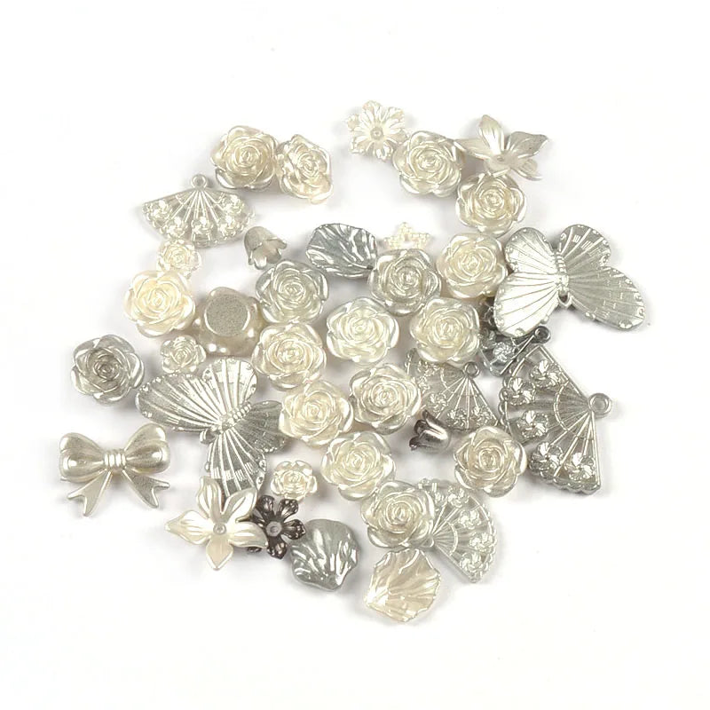 50g 1-4cm 8Colors Flower/Mermaid Mixed Resin Cabochons Embellishments Flatback DIY Crafts Making Jewerly Handmade Decor c4121 Qme