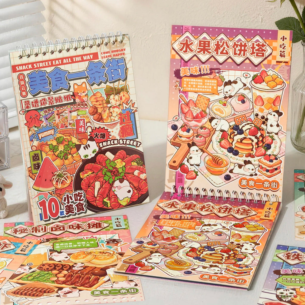 TIANZI 25-Piece Cartoon Miniature Scene Sticker Book - Mini 3D Cottage Journal Materials, DIY Creative Handmade Collage Decals Qme