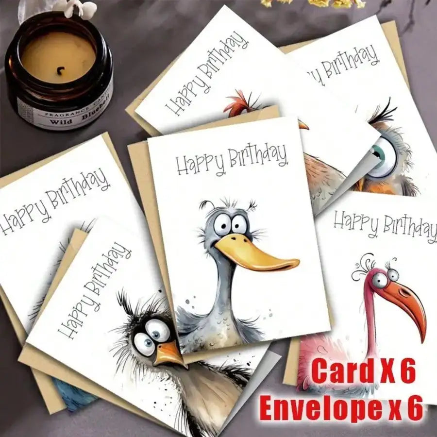 Funny Watercolor Bird Expression Handwritten Greeting Cards 6 Qme