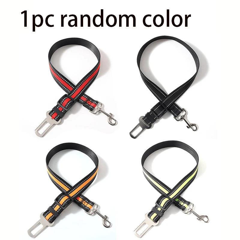 Pets Car Seat Belt, Attaches To Harness & Collar, Adjustable Travel Restraint Fits Small - Large Pups for Safety & Comfort Qme 1pc random color