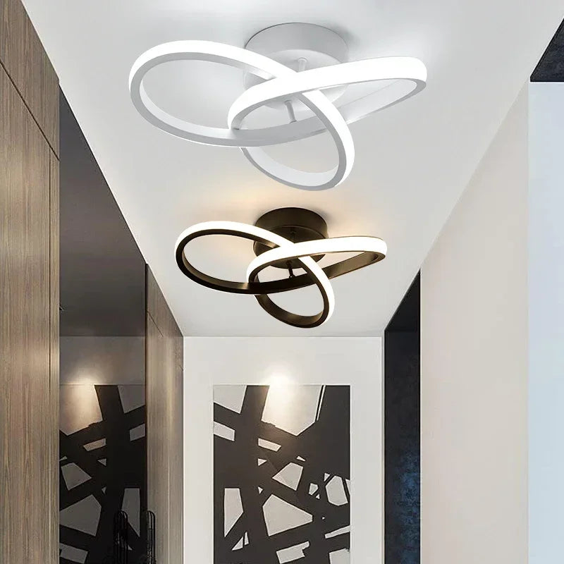 Black Nordic Led Ceiling Lamp 3-colors Changeable Ceiling Mount Lights Semi Flush Mount Small Ceiling Lighting Fixture Indoor Qme