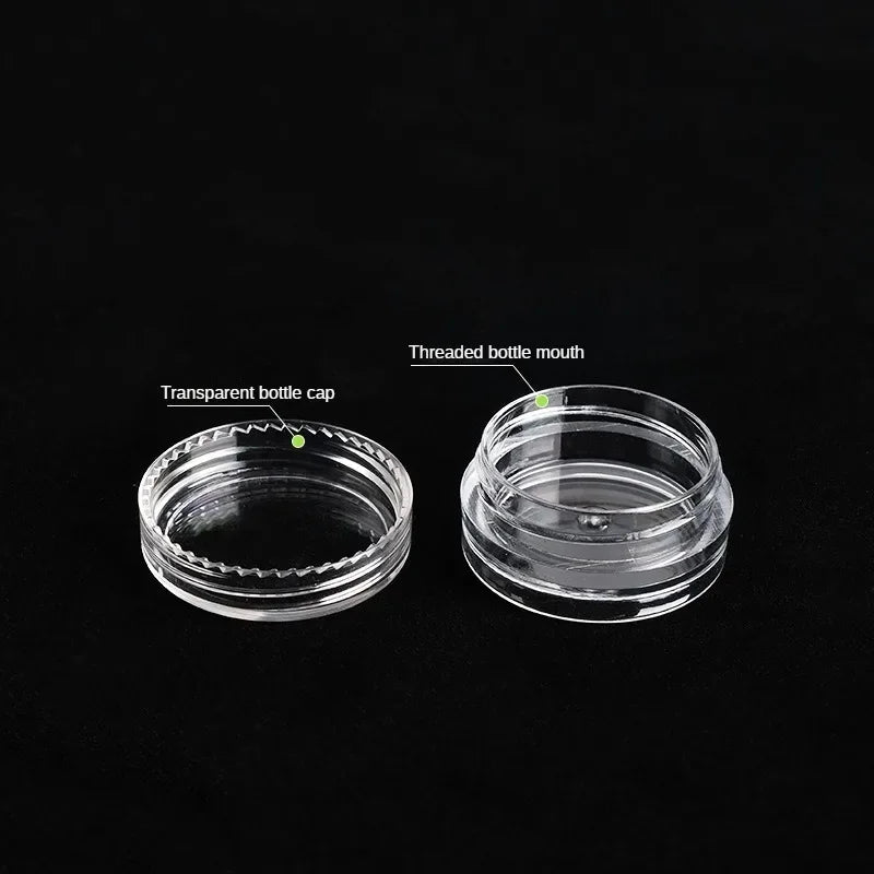 50/20/10pcs 2-5g Clear Cream Jar Mini Cosmetic Bottles Containers Transparent Pot For Nail Arts Small Clear Can Tin For Balm Qme