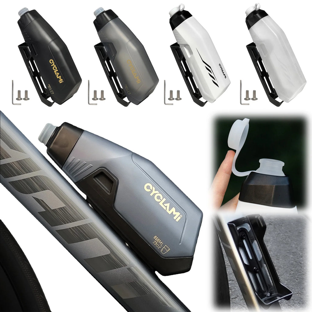 650ml Aerodynamic Water Bottle Bracket Set Squeeze To Drink Design Down Tube Riding Water Kettle for Road Mountain Bicycle Qme