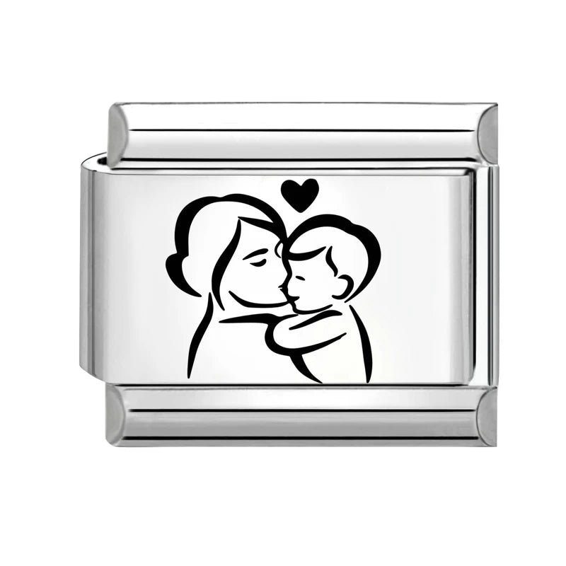 Wholesale 2026 Women Men Girls Best Dad Charm Italian Link Fit 9mm Bracelet Stainless Steel DIY Making Jewelry Gift Dropshipping Qme Style 3