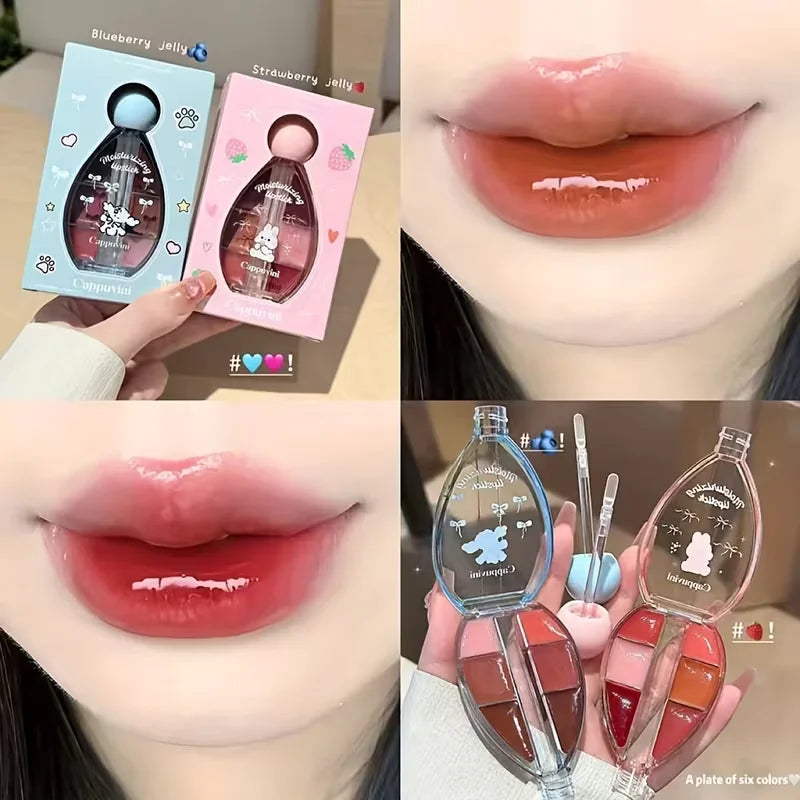 6 Colors Mirror Lip Glaze Hydrating Plumping Long-lasting Wear Easy Qme