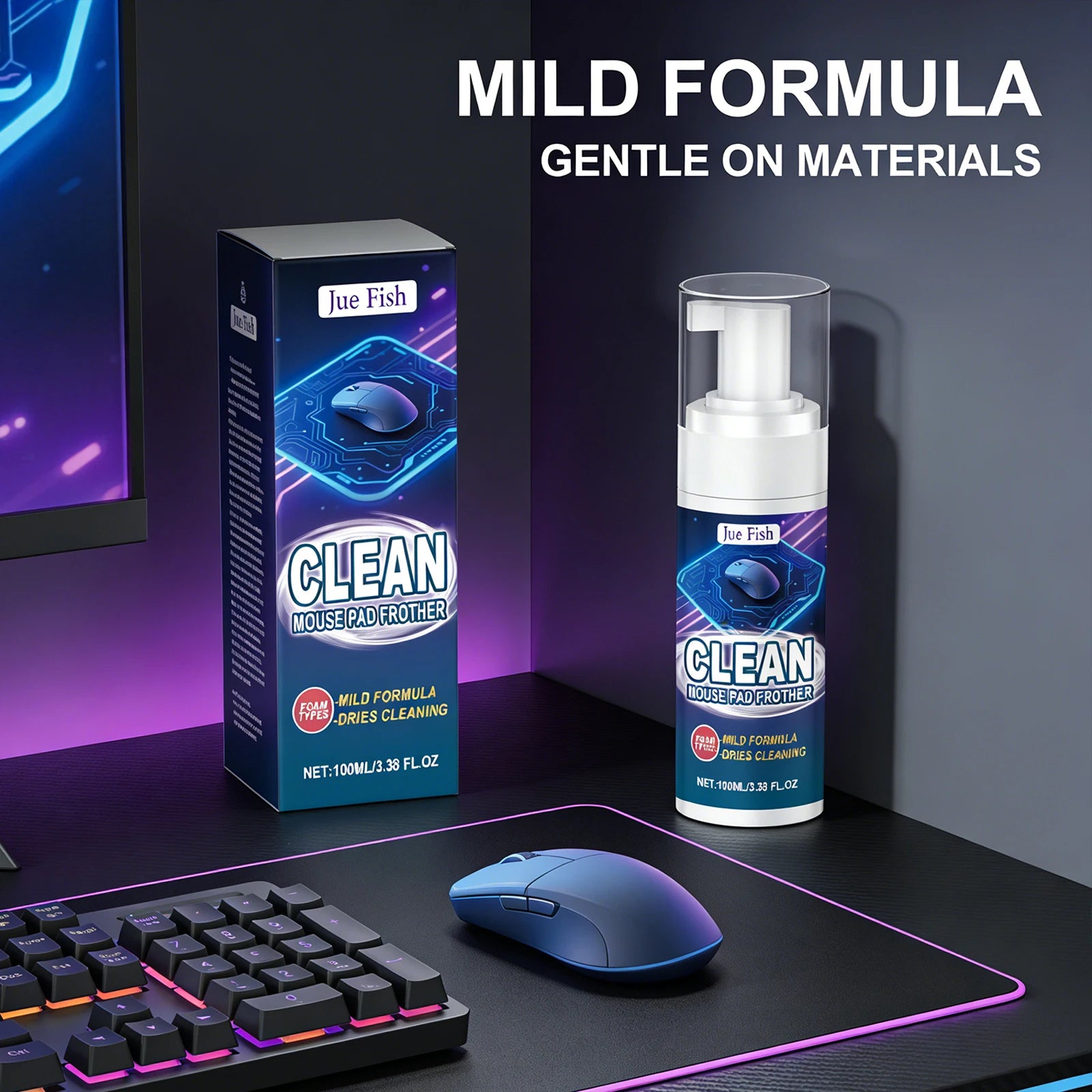 Mouse Pad Cleaner Rapidly Decompose Stubborn Stains Clean Keyboard Cable Desk Pad Quick-Drying Household Office Cleaning Gadget Qme