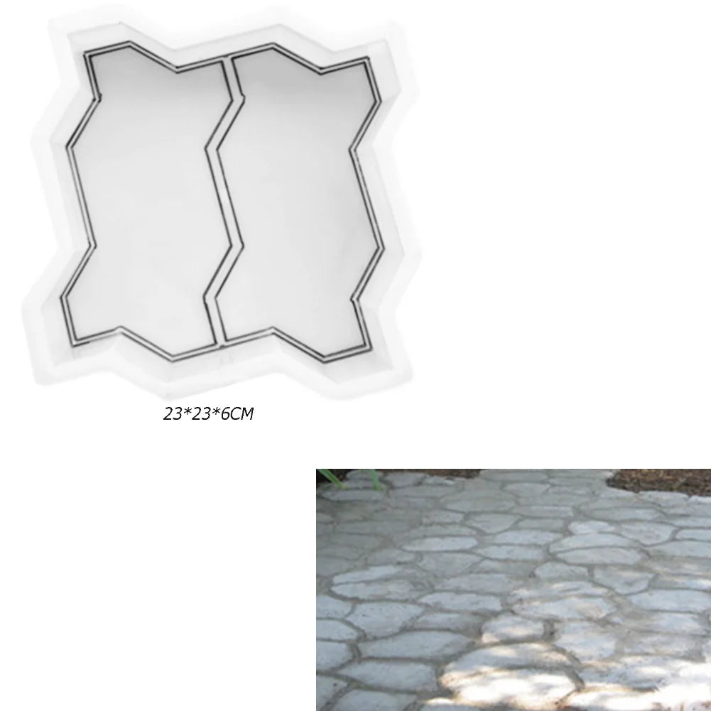 DIY Path Maker Paving Cement Brick Molds Outdoor Courtyard Garden Stone Road Walk Concrete Brick Carving Pavement Tools Qme B