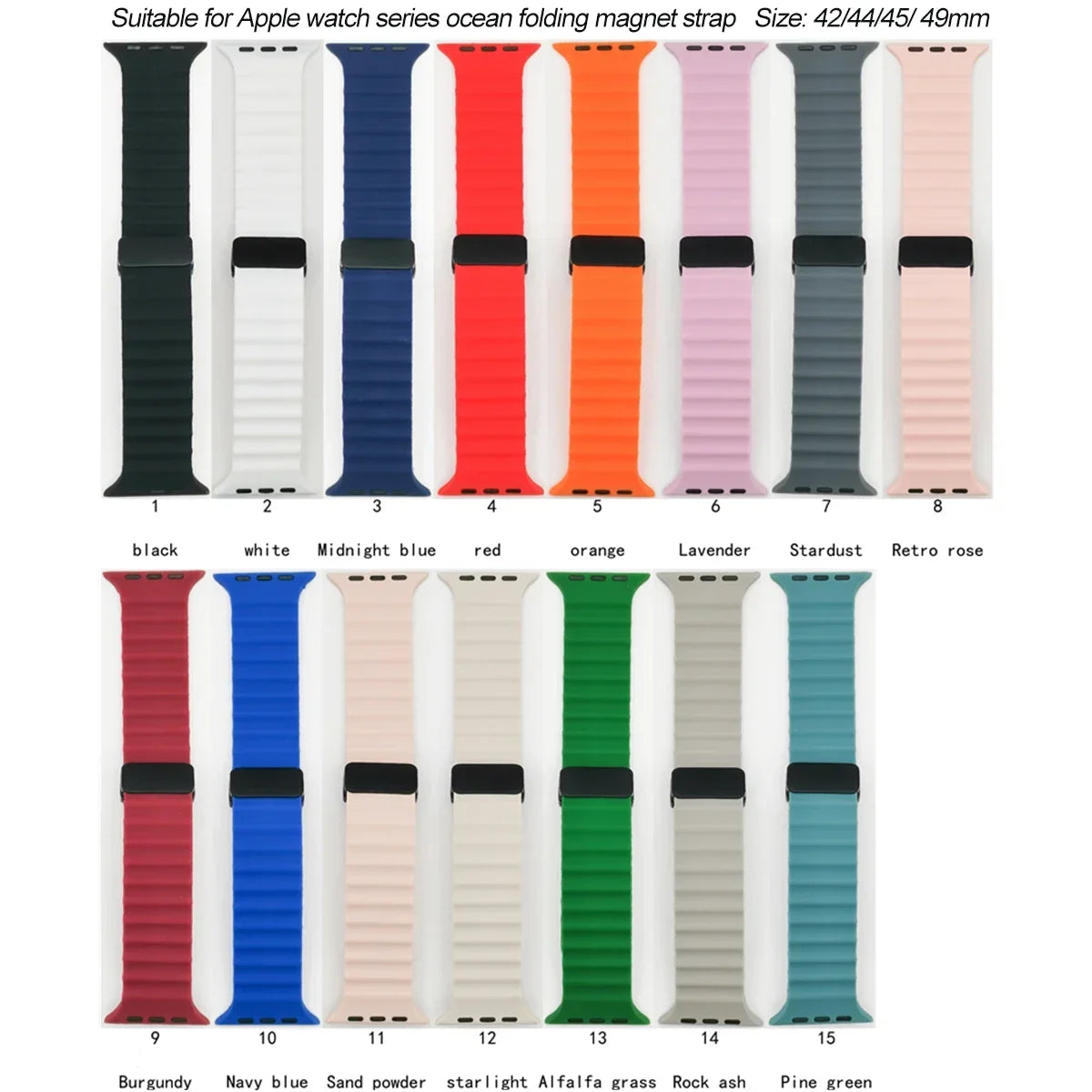 Magnetic Buckle Strap For Apple Watch Band Ultra2 49mm 46 42 44 41 38mm Silicone Bracelet iWatch Ultra Series 7 6 3 se 8 9 10 Qme