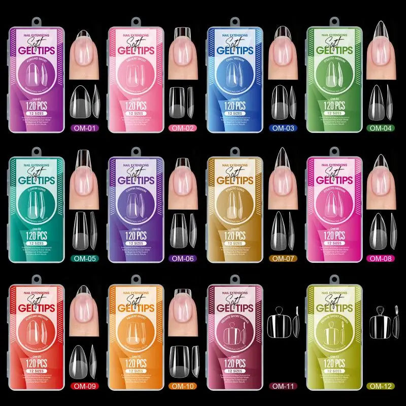 1box False Nail Tips Clear Semi-frosted Full-coverage Soft Fake Nails Qme