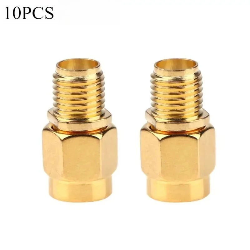 10 Pieces RF SMA Connector RP SMA Female to SMA Male Plug Connectors Adapter Gold Plated Straight Coaxial RF Adapters Qme 10PCS