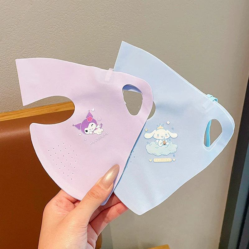 Kuromi Summer Sun Protection Face Mask New UV-Protective Full-Face Mask Breathable Cooling Silk Mask Qme