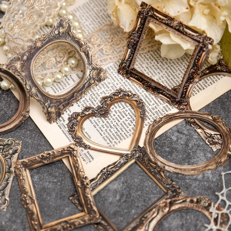 10 Sheets/Bag Window Frame Hollow Embossed Collage Cards for Scrapbook Journal DIY Planner Phone Case Notebook Decoration Gift Qme