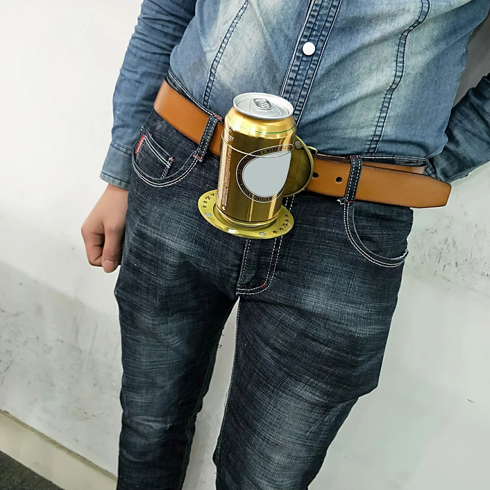 Outdoor Metal Beer Head Belt Funny Bottle Buckle for Camping Can Holder Drinking Portable Bar Metal Beer Head Belt Buckle Qme