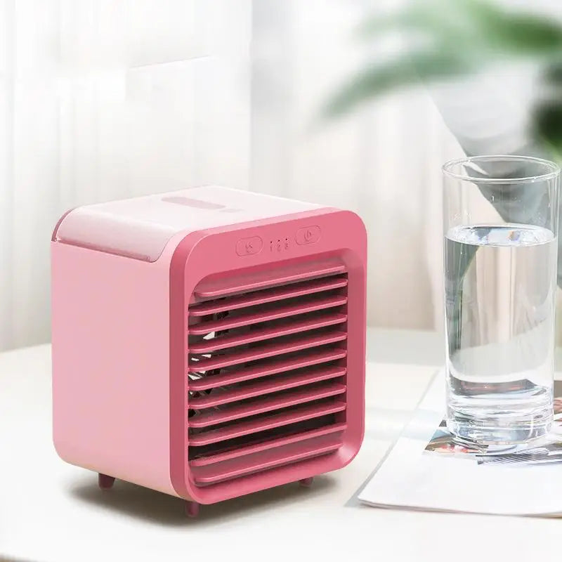Portable USB Chargeable Mini 3 Gear Air Conditioner Cooler Fan Air Conditioner Air Cooling Office Desktop Fan Parts Qme pink