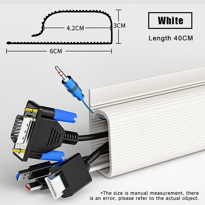 Channel Desk Cable Organizer Management Accessories White Protecter Qme 40CM white