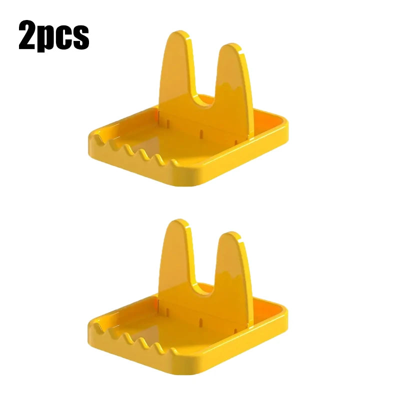 Foldable Pot Holder Plastic Spoon Holder Vertical Kitchen Storage Rack Suitable For Ladle Forks And Lid Rack Storage Rack Qme yellow-2pcs