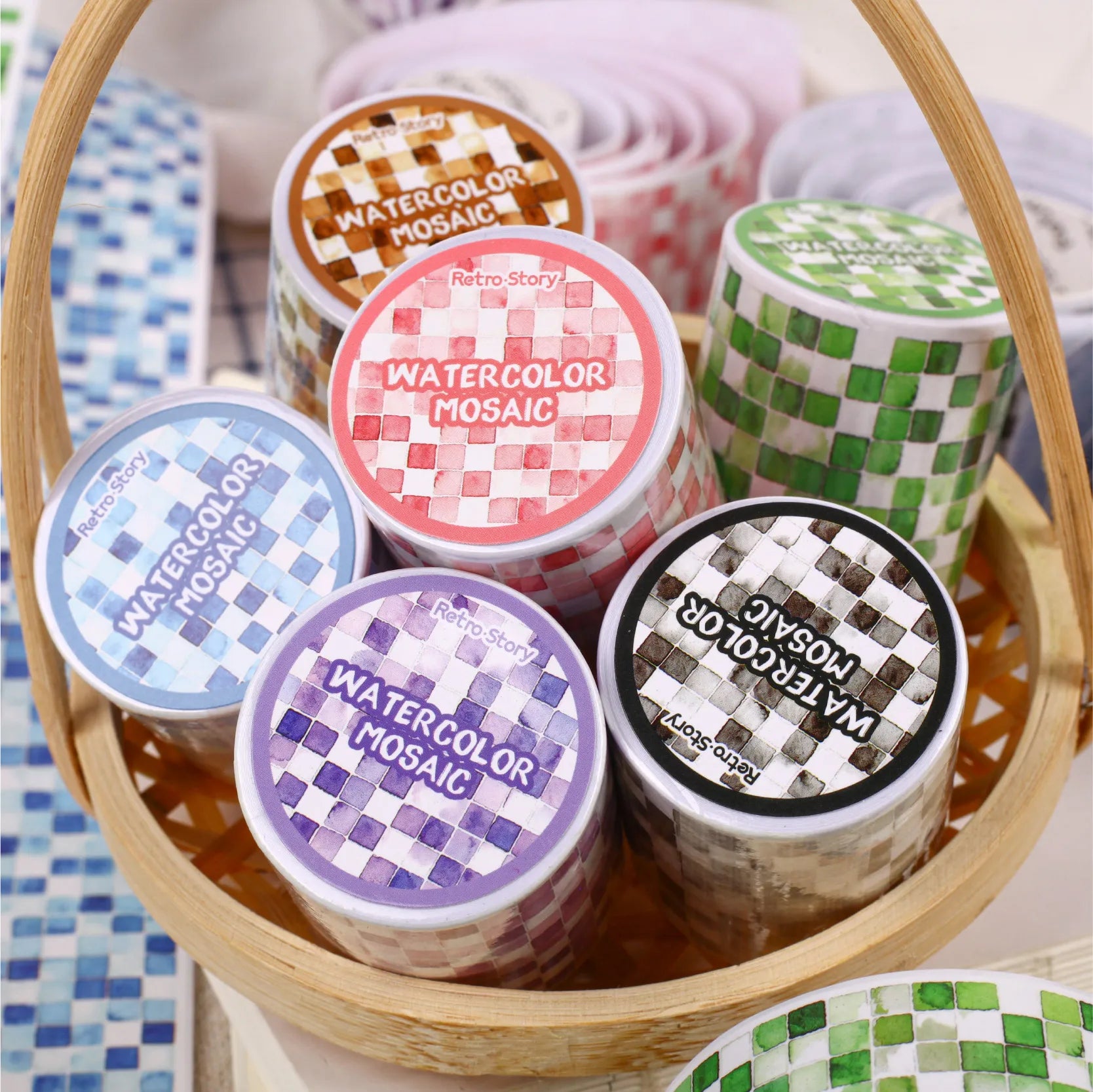 Kawaii Watercolor Mosaic Washi Tape 50mm X 2m Decorative Adhesive Tape Cute Scrapbook Stickers Handmade Masking Stationery Qme All