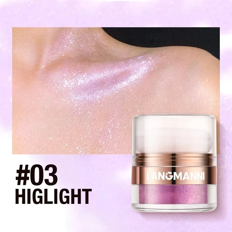 Glitter Highlighter Powder Diamond High Gloss Makeup Face Body Pearlescent Highlighter Powder Professional High Light Cosmetics Qme C