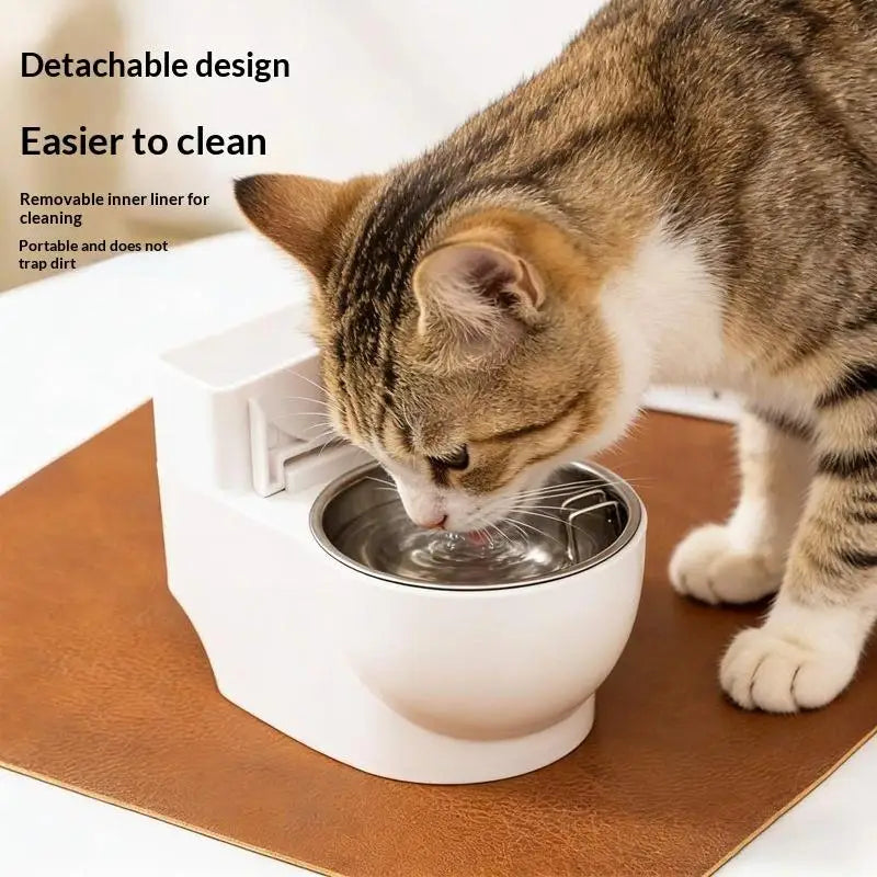 Cat Dog Bowl Removable Stainless Steel Pet Drinking Water Dispenser Qme