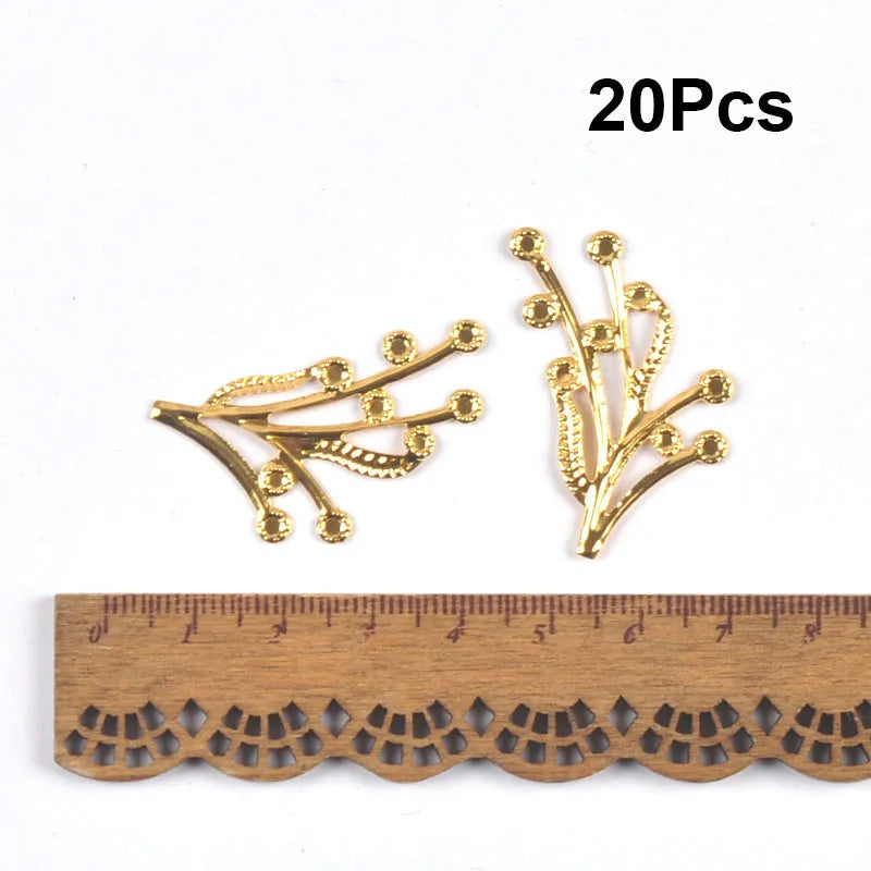 Mixed Gold Leaf Filigree Wraps Metal Crafts Connectors For Making Jewelry Accessories DIY Scrapbook Handicraft Home Decor yk0912 Qme 25X40mm 20cps