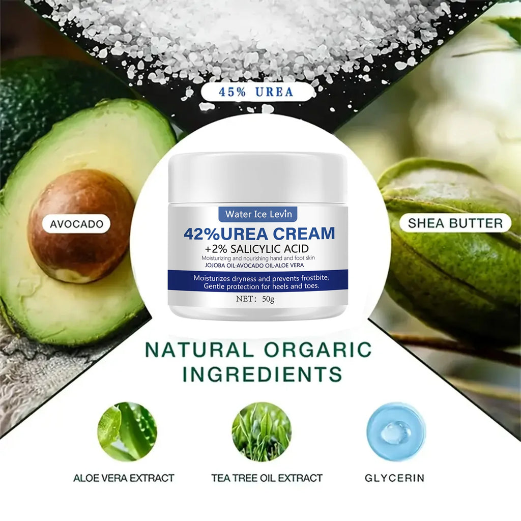 50g Ultra Moisturizing 42% Urea Aloe Vera Foot Cream - gentle exfoliating daily foot moisturizer Qme