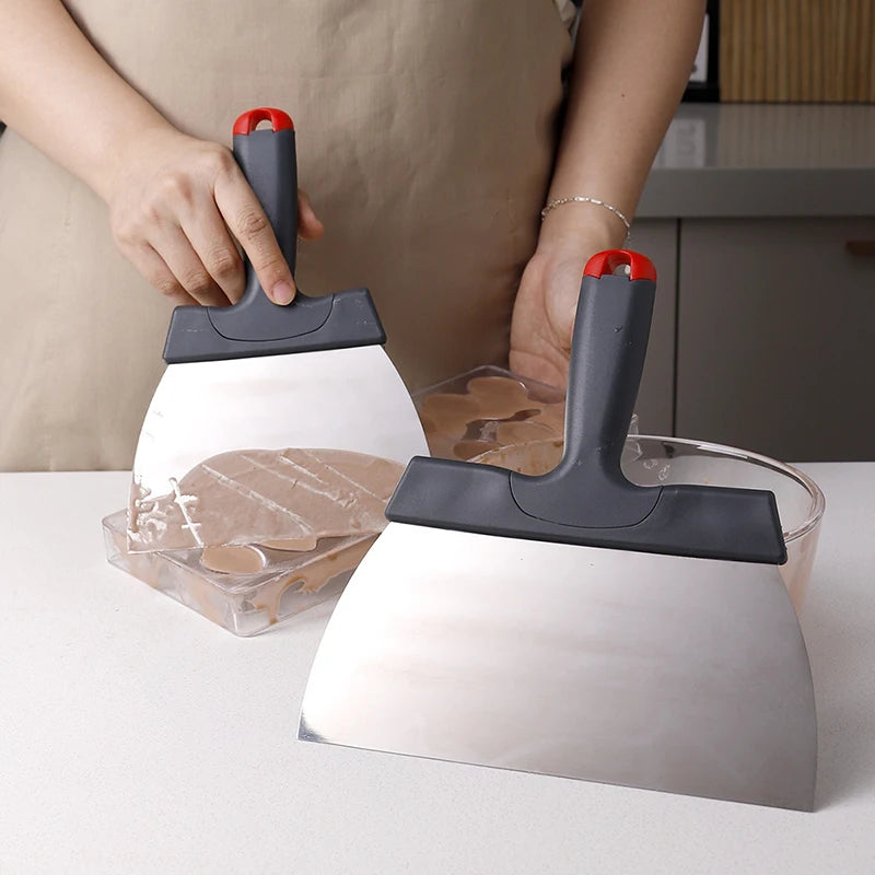 Stainless Steel Dough Scraper Coating Spatula Chocolate Kitchen Qme
