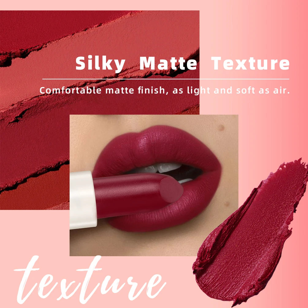 6 Colors Moisturizing Velvet Matte Lipstick Waterproof Long Lasting Not Easy To Fade Sexy Red Lip Tint Nude Lipstick Cosmetics Qme