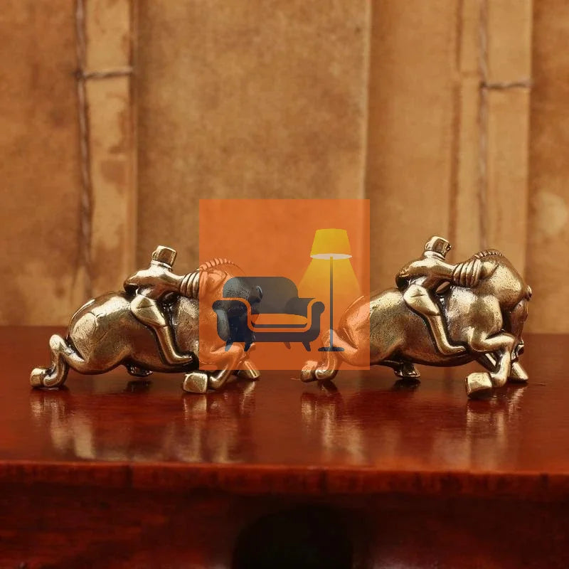 1Pcs Home Office Desktop Decoration 2026 Year Of Horse Brass Feng Shui Horse Figurines Miniatures Gift Qme
