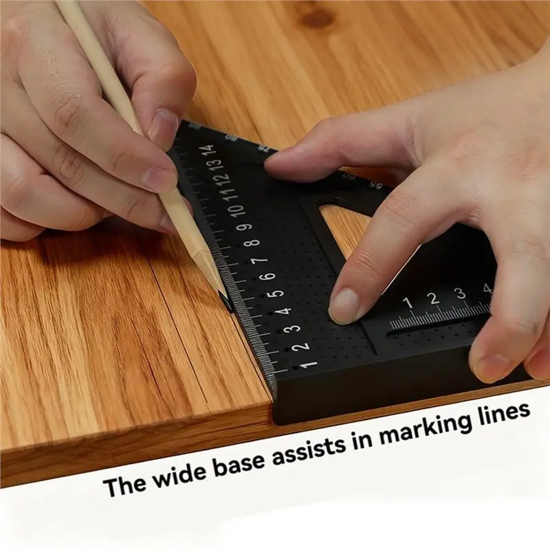 A02F-Wear Resistant Aluminium Alloy Angle Ruler For Carpentry Woodworking Clear Scale Marking For Home For Family Workshop Qme