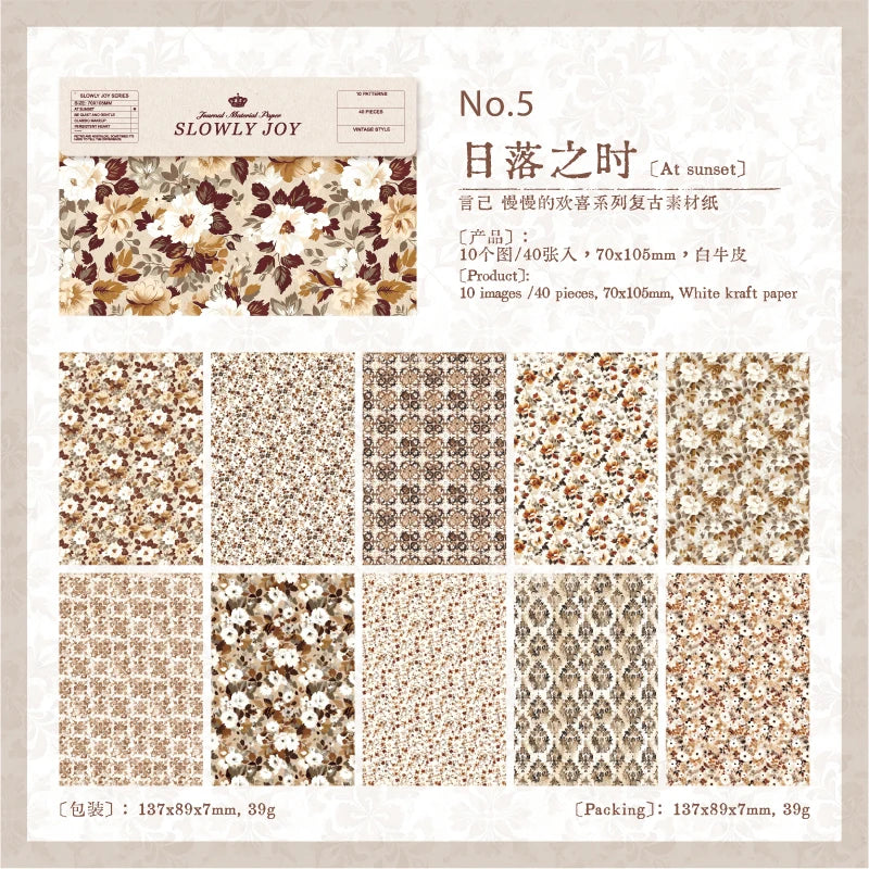 40 pcs Gauze Background Decor Scrapbook Vintage Materials Paper Combo Kit DIY Junk Journal Collage Photo Album Retro Stationery Qme D4