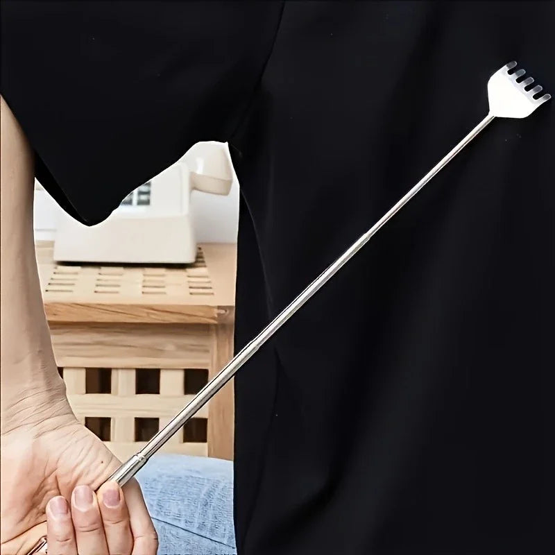 Pen Shaped Telescopic Back Body Itch Back Scratcher, Silvery Qme