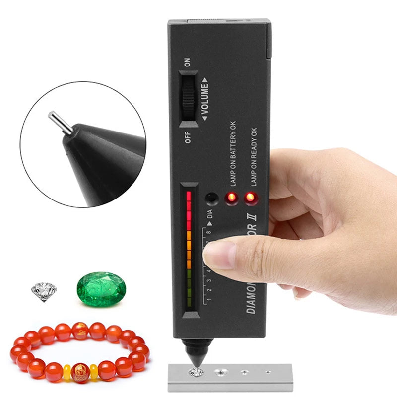 Diamond Gems Tester Pen Portable Gemstone Selector Tool LED Indicator Qme