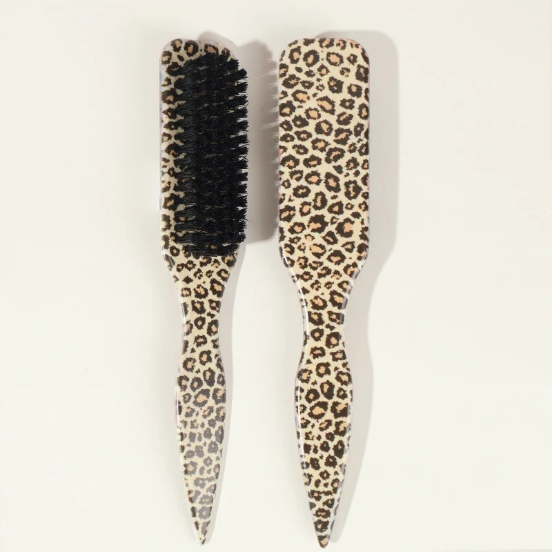 Boar Bristle Slick Back Hair Brush for Sleek Ponytail Bun & Smoothing Baby Hairs, Flyaways, Edge Control - Backcombing & Teasing Qme