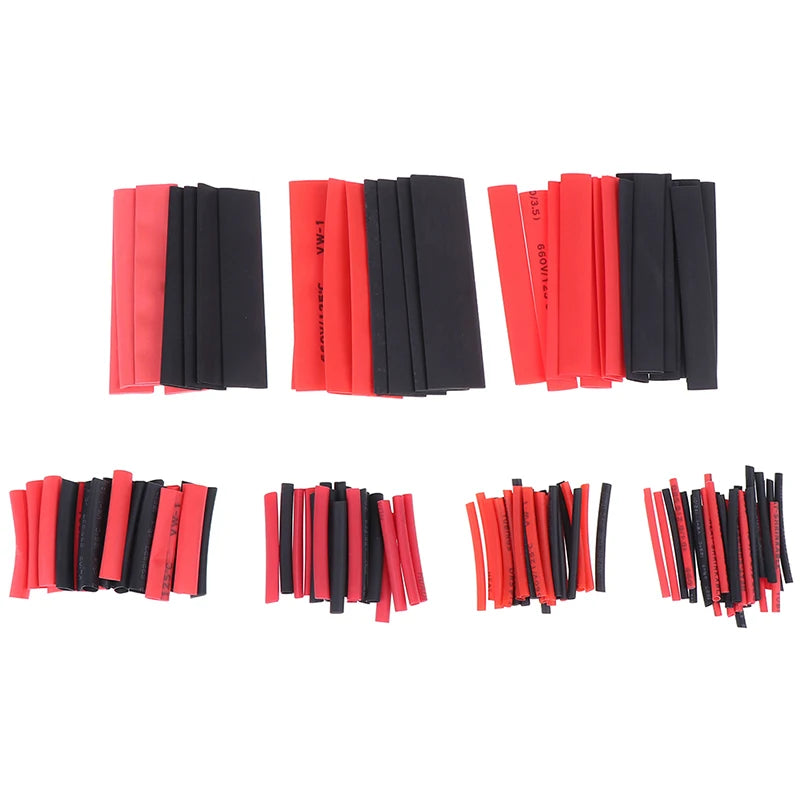 127Pcs Weatherproof heat shrink sleeving tubing tube assortment kit black glue. Qme