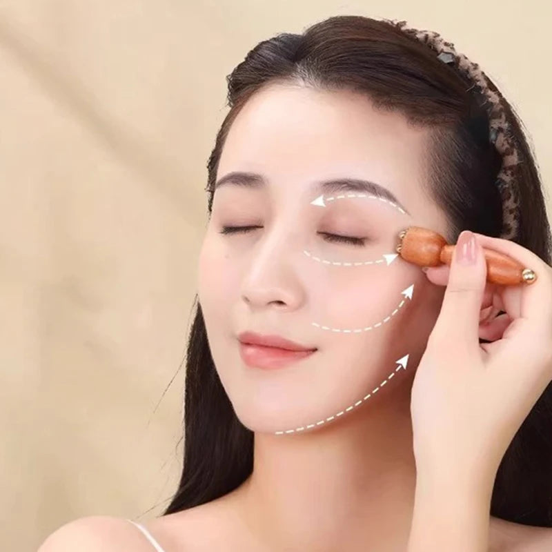 Professional Lotus Seedpod Gua Sha Tool Brass Rosewood Facial Massage Qme