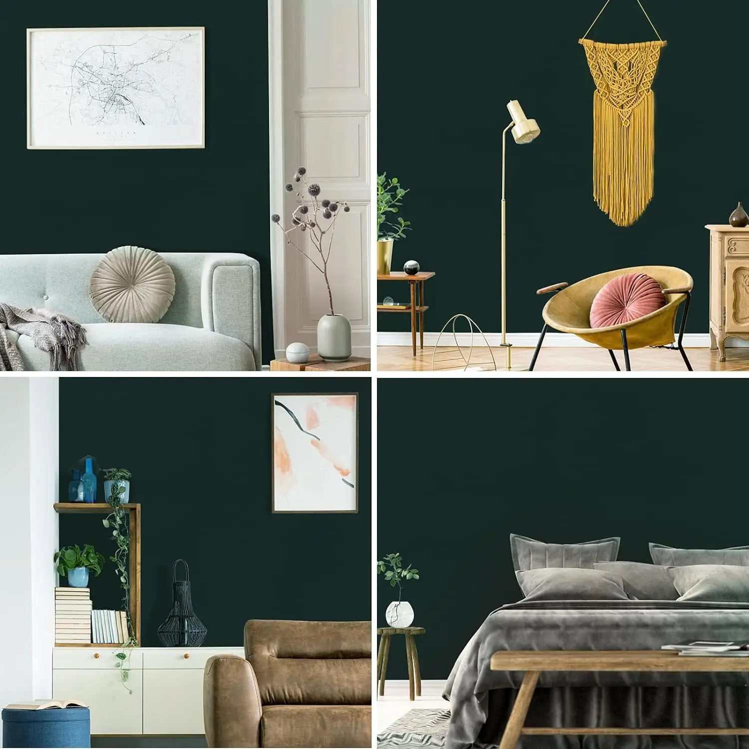 Waterproof Matte Wallpaper Green Vinyl Self-adhesive Stickers Wall Qme