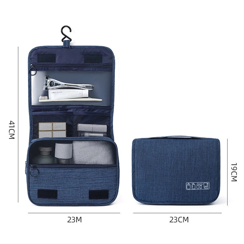 Large Capacity Washing Supplies Storage Bag Multifunction Travel Storage Handbag Portable Makeup Bag Waterproof Hanging Bags Qme Dark Blue