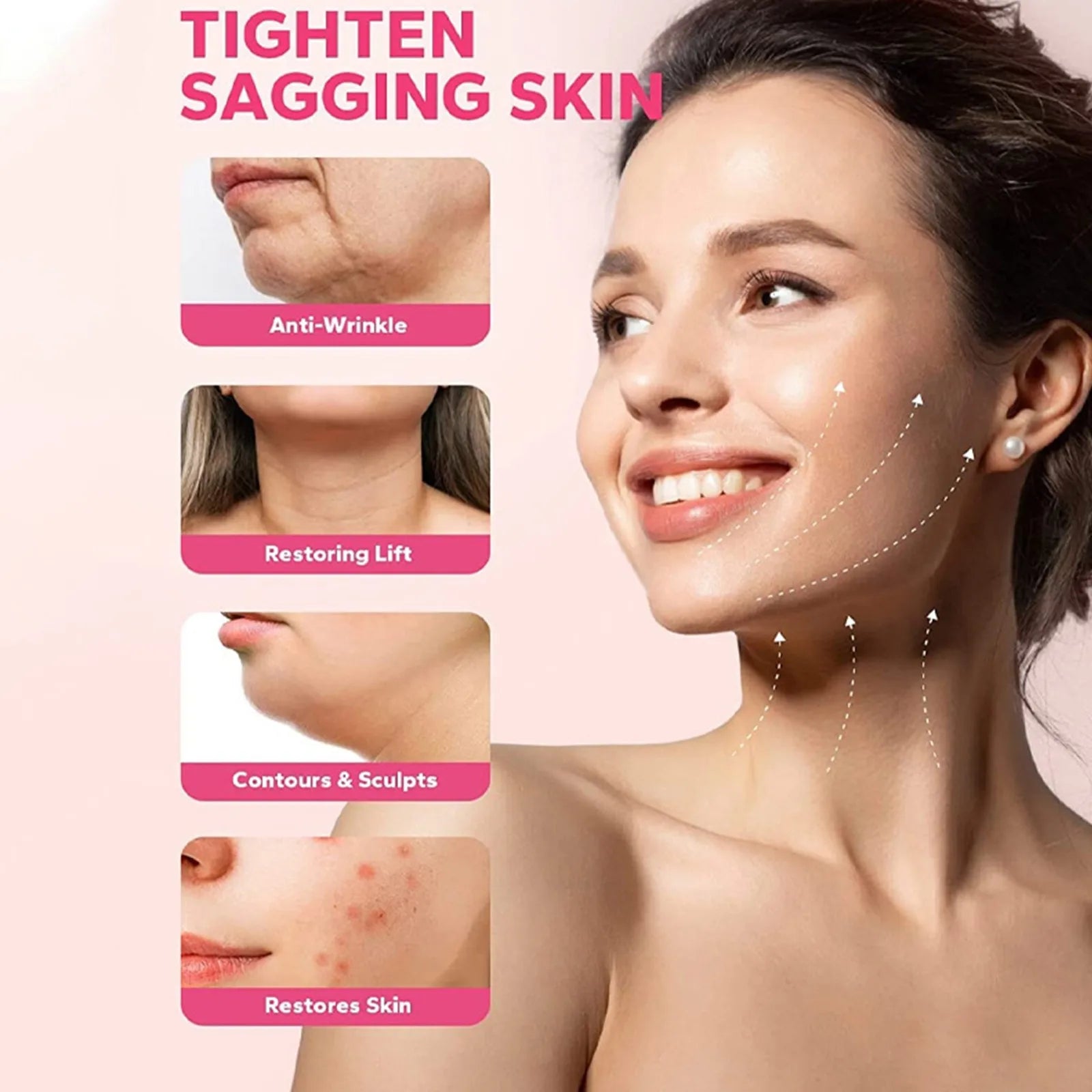 Reusable V Line lifting Mask Facial Slimming Strap Double Chin Reducer Chin Up Mask Face Lifting Belt Toning Hydrogel Collagen Qme