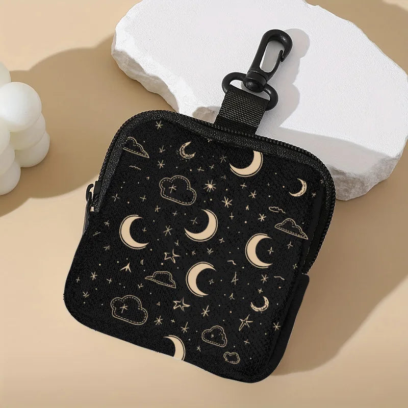 Compact Synthetic Leather Purse Galaxy Printed Waterproof Earbag Qme