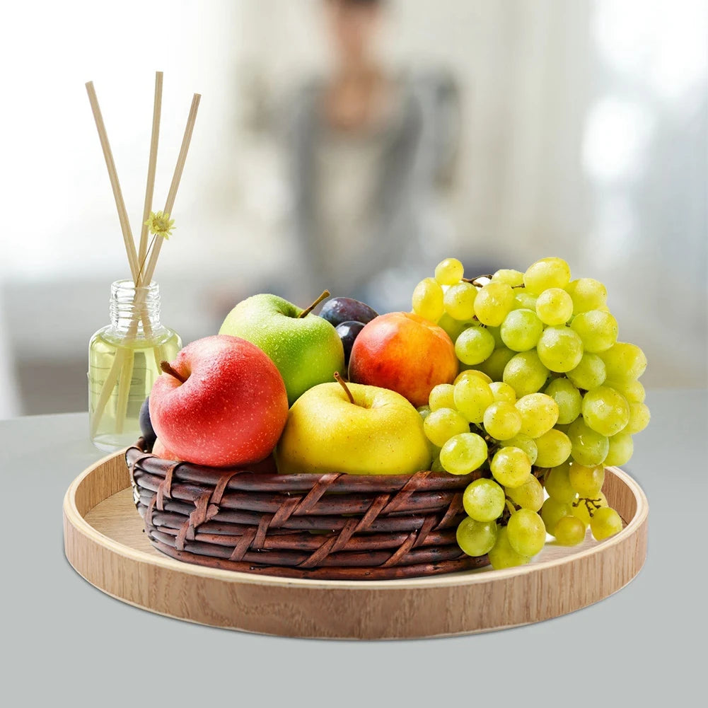 Wood Round Tray Nordic Wooden Serving Tray for Coffee Fruits Candies Table Kitchen Food Home Decoration Wooden Serving Tray Qme