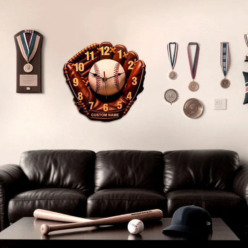 Bring Spirit Baseball Home Vintage Glove Wall Clock Sports Qme