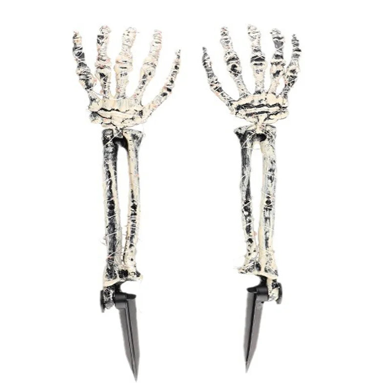 Skull Skeleton Head Arm Scare Halloween Prop Realistic Skull Home Garden Halloween Party Outdoor Decoration Haunted House Decor Qme 2pcs skull hands