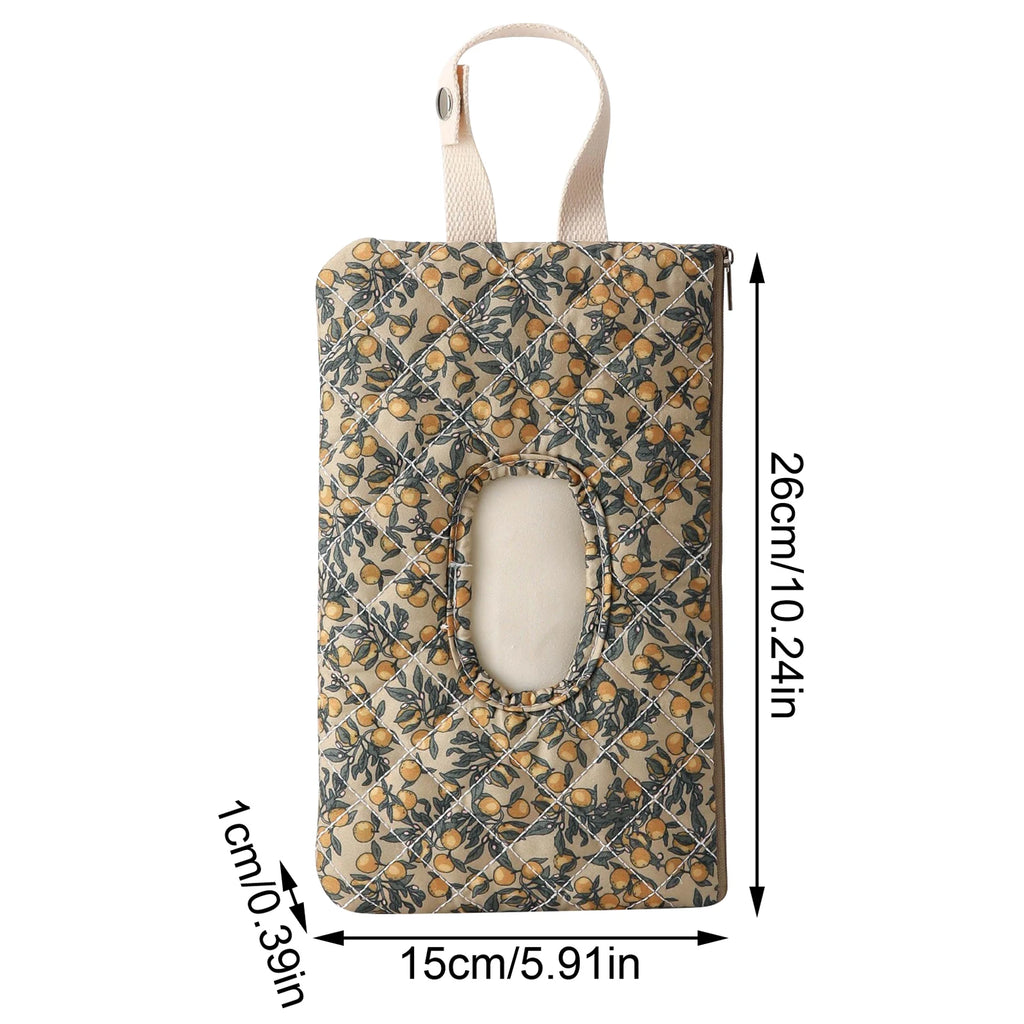 Pull-out Wipe Holder Floral Diaper Pouch Portable Quilted Wipes Tissue Hanging Bag for Car Stroller Multipropose Storage Bag Qme