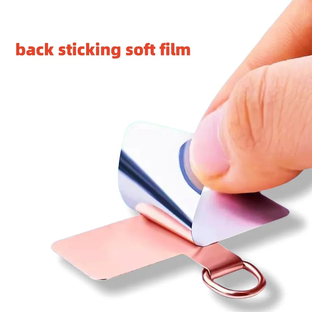 4pcs Stainless Steel Ultrathin Cellphone Lanyard Connectic Clip Hanging Strap Mobile Phone Safe Connect Piece Phone Accessories Qme