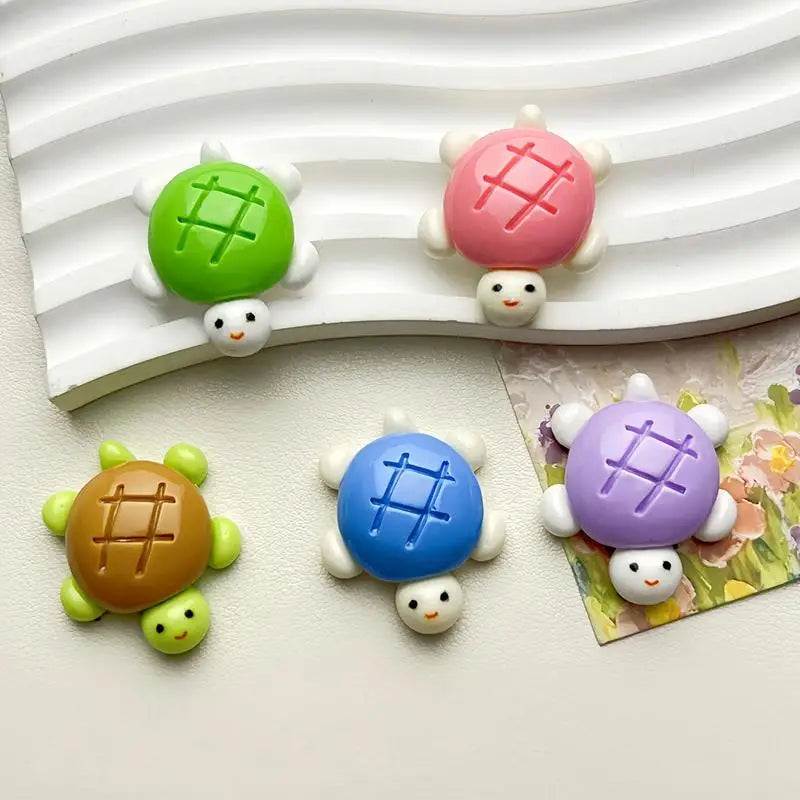 10pcs Solid-colored Small Turtle Cartoon Glossy Handmade DIY Resin Accessory Small Ornament Qme